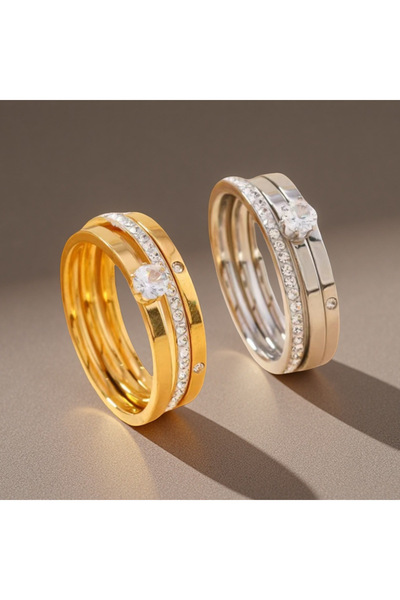 Choice مجموعة من 6 قطع من Yupsk، 6/3 خواتم من الفولاذ المقاوم للصدأ للنساء، أنيقة ومرصعة بالزركون، متعددة الألوان