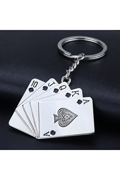 Choice 1 قطعة qd432-أسود موضة 2 ألوان شخصية بوكر سلسلة مفاتيح معدنية بسيطة سل...