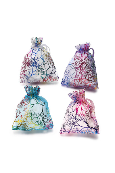 Choice أكياس تنظيم برباط من أغصان ملونة متنوعة، مقاس 13 × 18 سم، مناسبة لتغلي...