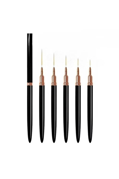 Choice مجموعة من 5 قطع من فرش طلاء الأظافر باللون الأسود، مجموعة فرش طلاء الأظافر الهلامية بالأشعة فوق البنفسجية، مجموعات فرش طلاء الأظافر الفرنسية المخططة