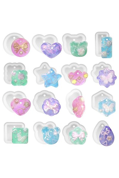 Choice 16 قطعة من قوالب السيليكون للقلادات المصنوعة يدويًا، قوالب صب الراتنج، أشكال مختلطة لصنع المجوهرات بنفسك G