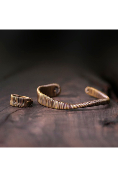 Choice سوار حلقي قابل للتغيير الحجم بتصميم عتيق مصنوع يدويًا من سلك نحاسي ملف...