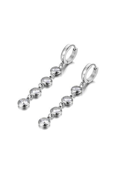 Choice أقراط لوكير E21167P من الفولاذ المقاوم للصدأ مرصعة بالزركونيا المكعبة ...