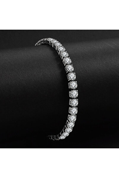 Choice ASL70522 سوار تنس 4 مم أساور سلسلة مثلجة للنساء والرجال سوار فضي اللون...