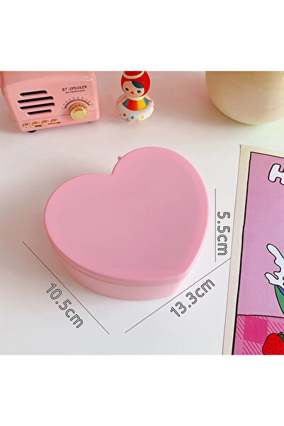 Choice صندوق تخزين مجوهرات على شكل قلب وردي للفتيات مع مرآة، منظم أساور بلاست...