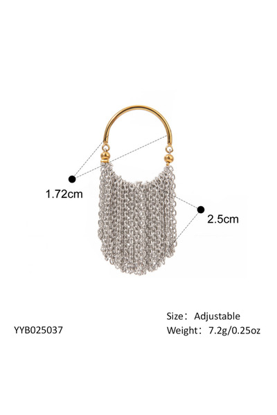 Choice YYR025037 خاتم شيانينغ من الفولاذ المقاوم للصدأ، سلسلة رفيعة بشرابة، قابل للتعديل، للنساء، تصميم أنيق وعصري