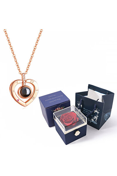 Choice 45cm Golden-Blue 100 Languages I Love You Projection Necklace With Rot...