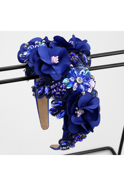 Choice عصابات شعر مصنوعة يدويًا باللون الأزرق الملكي باللون الأخضر والأسود من...