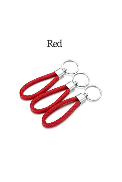 Choice 5 قطع حمراء 5 قطع/حزمة سلسلة مفاتيح جلدية مضفرة ملونة محمولة منظم سلسل...