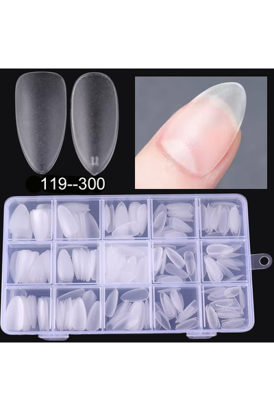 Choice 300 قطعة من أظافر صناعية متوسطة الحجم من اللوز، غير لامعة وشفافة، تغطي...