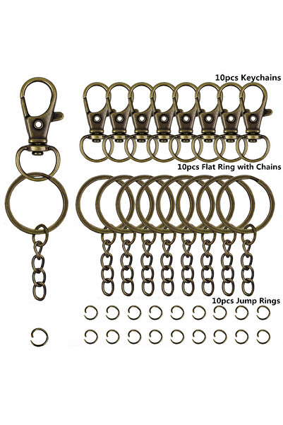 Choice 30 قطعة برونزية، 30 قطعة مشبك جراد البحر دوار مع حلقات مفاتيح، 10 قطع خطافات سريعة، 10 قطع F