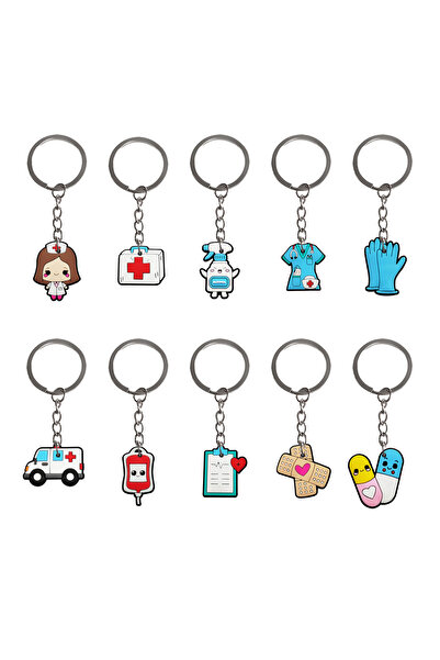 Choice 10pcs 1-10Pcs Ambulance First-aid Kit Adult PVC Keyring Glove Nurse Ke...