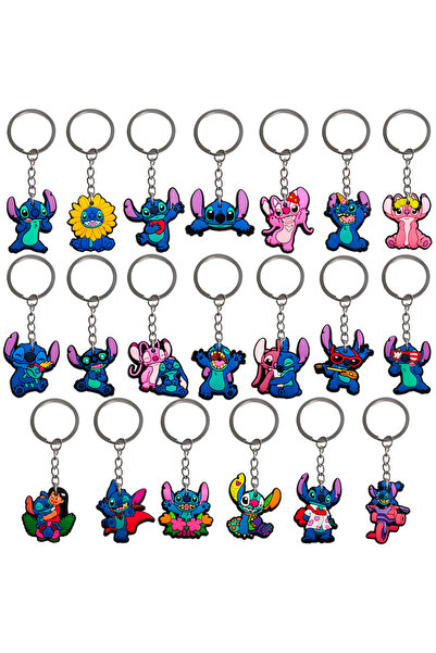 Miniso 20pcs set 20pcs/set Anime Keychain Disney Stitch Cute Keyring Ornament Key Chain Car Pendant Kids Gi