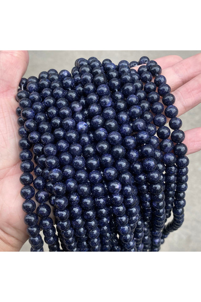 Choice4 47 قطعة من خرز الحجر الرملي الأزرق الطبيعي، بقطر 8 مم تقريبًا، خرز دا...