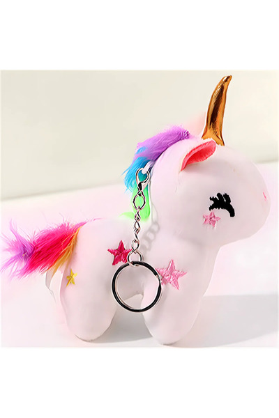 Choice WHITE Unicorn Plush Key Chain for Girls - Soft Cartoon Doll Keychain R...