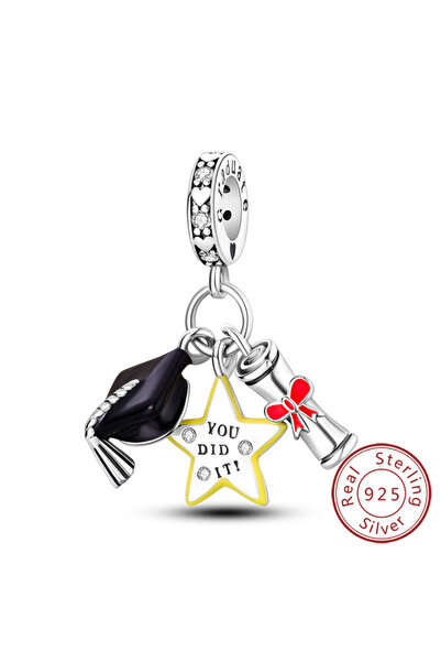 Choice KTC703 قلادات خرز أصلية من الفضة الإسترلينية عيار 925 على شكل قبعة الب...