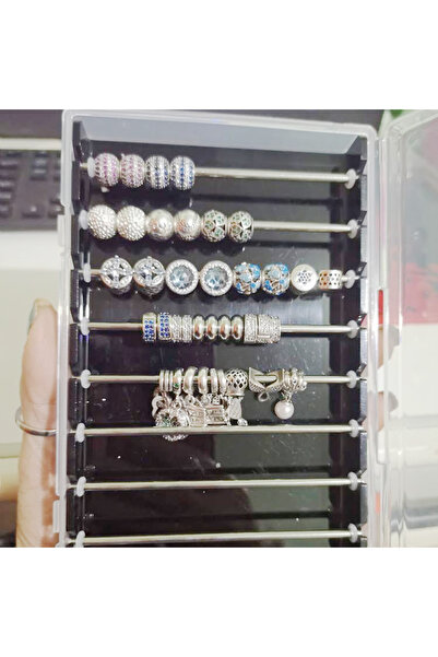 Choice صندوق باندورا أسود كبير من الأكريليك مع خرزات عرض وقضيب مناسب لخرز ترو...