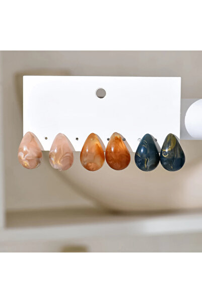 Choice الطراز 10 3 أزواج أقراط جديدة كورية عتيقة على شكل قطرة ماء من الأسيتات...