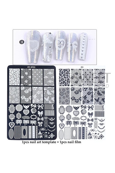 Choice لوحة ختم فن الأظافر ثلاثية الأبعاد XY-EF03 على شكل زهرة من الدانتيل مع...