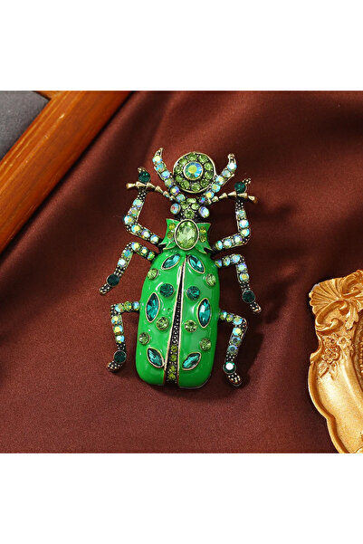 Choice دبوس خنفساء كبير من المينا باللون الأخضر للنساء، دبوس معطف حشرات جميل ...