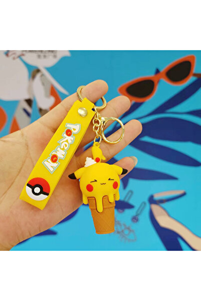 Miniso 6 cm 6 Cartoon Ice Cream Cone Series Pikachu Keychain Pokemon Silicone...