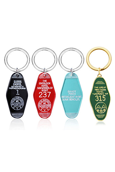 Choice 4pcs Classic TV Twin Peaks Keychain The Overlook Hotel 237 Logo Hotel ...