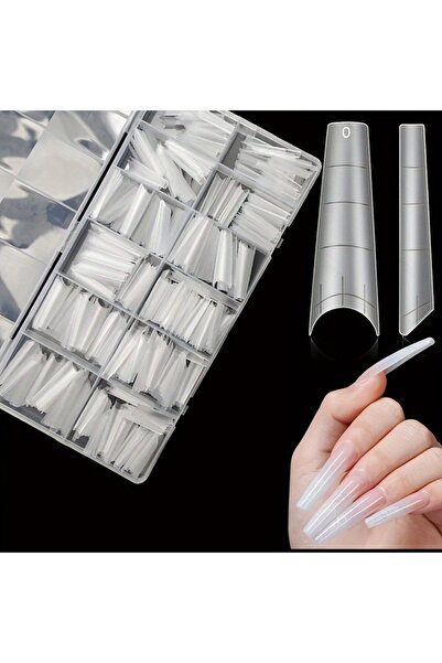 Choice 600 خط مربع 600 件 طرف ظفر طويل جدًا من الأكريليك المدبب بغطاء نصفي طرف...