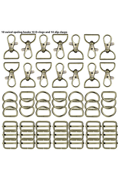 Choice مجموعة من 30 مشبك دوار من البرونز على شكل حلقة على شكل حرف D ومشبك منزلق وخطاف سريع لسلسلة المفاتيح وخطاف مشبك على شكل حرف D