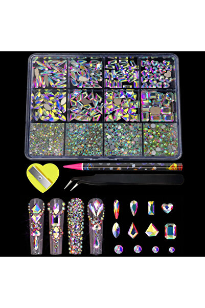 Choice أحجار الراين المسطحة ذات القاعدة AB من 12 شبكة، مصنوعة من الزجاج والكر...