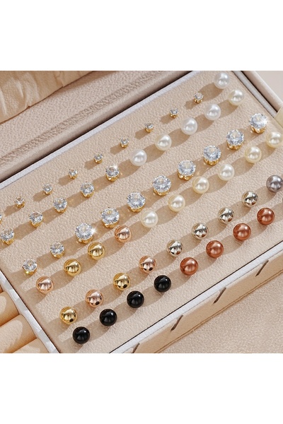 Choice 5869201 F55751 30 Pairs Fashionable Minimalist Imitation Pearl Zircon ...