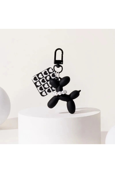 Choice 02 Cool Acrylic Cartoon Balloon Dog Keychains Black Color Heart Flower...