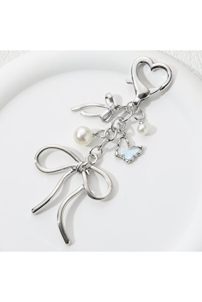 Choice Butterfly Bow Knot-2 Butterfly Keychain Bow Knot Pearl Enamel Flying I...