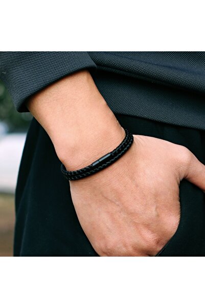 Choice سوار رجالي أسود بسيط من Noter مصنوع من حبل العارضة من الدرجة الأولى، س...