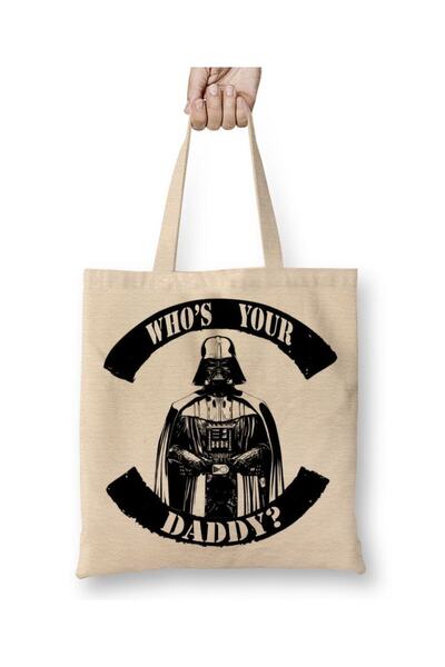 Toyaso حقيبة تسوق من القماش الأبيض من دارث فيدر دادي بمقبض طويل وحقيبة للشاطئ