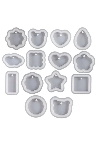 Choice 16 قطعة من قوالب راتنج السيليكون لصنع الأقراط والقلادات من راتنج الإيبوكسي لصنع المجوهرات على شكل قلب وسلسلة مفاتيح يمكنك صنعها بنفسك