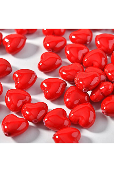 Choice 20 قطعة من خرز الراتنج الأحمر على شكل قلب الحب، مقاس 10 × 10 مم، لصنع ...