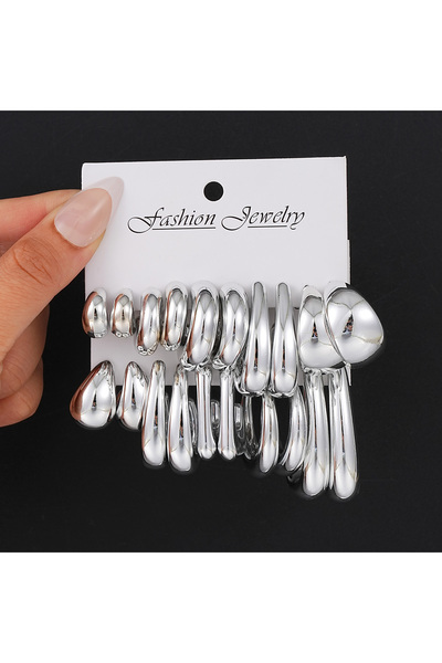 Choice مجموعة أقراط AYASilver كلاسيكية غير منتظمة ناعمة سميكة للنساء، مكونة م...