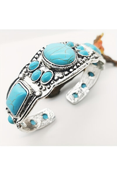 Choice YB1110-1 Women's Vintage Bohemian Jewelry Cuff Bracelet with Faux Turq...