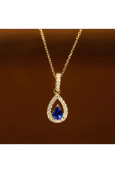 Choice قلادة هويتان XL1178 بلون ذهبي على شكل قطرة ماء مرصعة بحجر زركونيا مكعب...