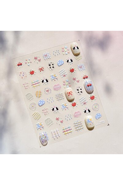 NAILFYOU TO4899 خطوط لطيفة على شكل كلب وسيارة وعقدة حب وفن أظافر وملصق على شك...