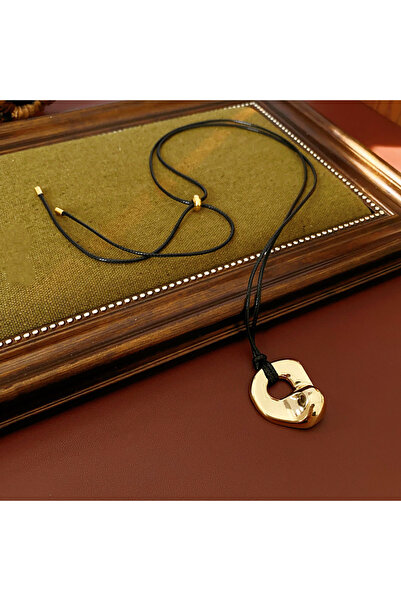 Choice Gold color Hollowed Irregular Geometric Round Pendant Necklaces For Wo...