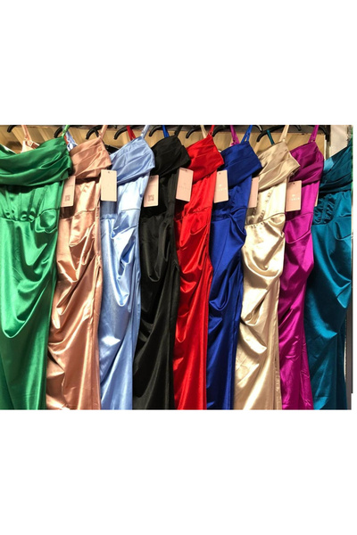 OEMN Rochie Dama Satin Lunga cu Corset si Bretele - Clara