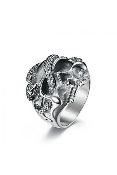 Choice خاتم بتصميم عتيق مستوحى من موسيقى البانك والهيب هوب، مصنوع من الفولاذ المقاوم للصدأ، بتصميم جمجمة ثعبان، مناسب للرجال وراكبي الدراجات النارية، فريد من نوعه.