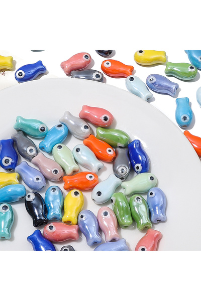 Choice 10 × 19 مم 10 قطع خلط الألوان العشوائية 10 قطع خرز أسماك صغيرة عتيقة س...