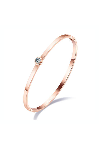 Choice B18103R Lokaer Trendy Rose Gold Plated Stainless Steel Bangles For Women Mosaic Cubic Zirconia Simpl