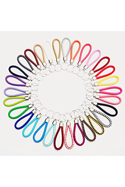 Choice Mix Color 30pcs/Lot Bulk PU Leather Braided Woven Rope keychain For Wo...