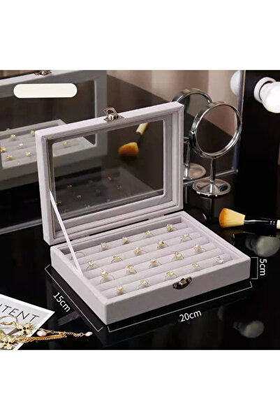 Choice صندوق تخزين مجوهرات جديد باللون الرمادي مكون من قطعة واحدة للبيع بالجم...