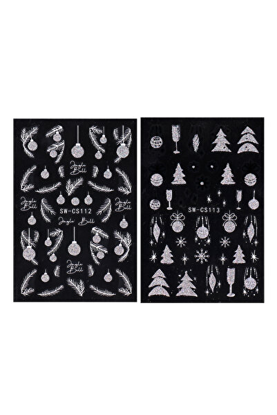 Choice SW-CS112 113 قطعتان من ملصقات فن الأظافر الرائعة المتلألئة لعيد الميلا...