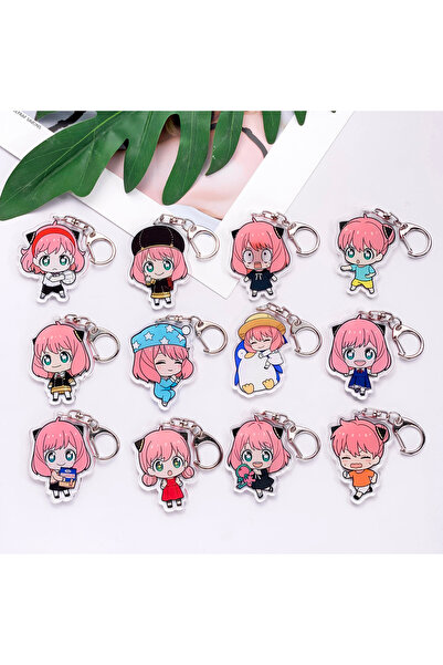 Miniso سلسلة مفاتيح أكريليك أنيقة وعصرية بطول 5 سم، مكونة من 13 شخصية أنمي SPY×FAMILY، إكسسوارات حقيبة إبداعية