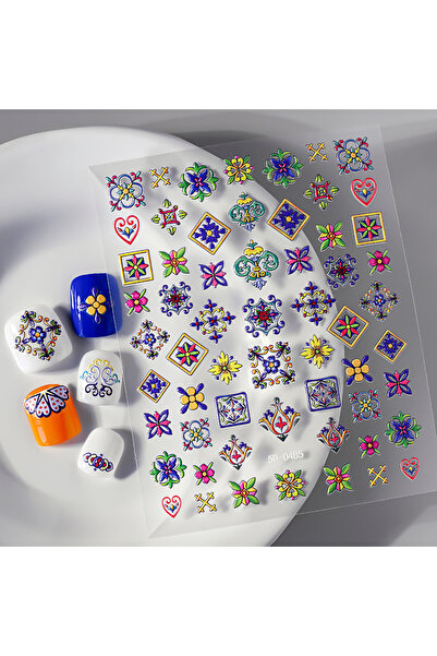 Choice NK5D-0485 1 قطعة 5D ملصقات فن الأظافر على الطراز البوهيمي زهرة سيمفوني...